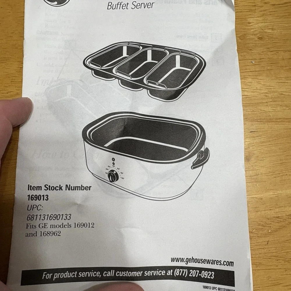 GE Roaster Oven Buffet Server Inserts 3 Pans 169013 Fits 169012 & 168962